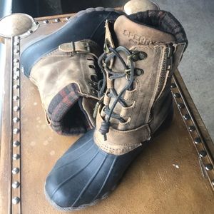 Sorry midshaft duck boots with fun flannel trim